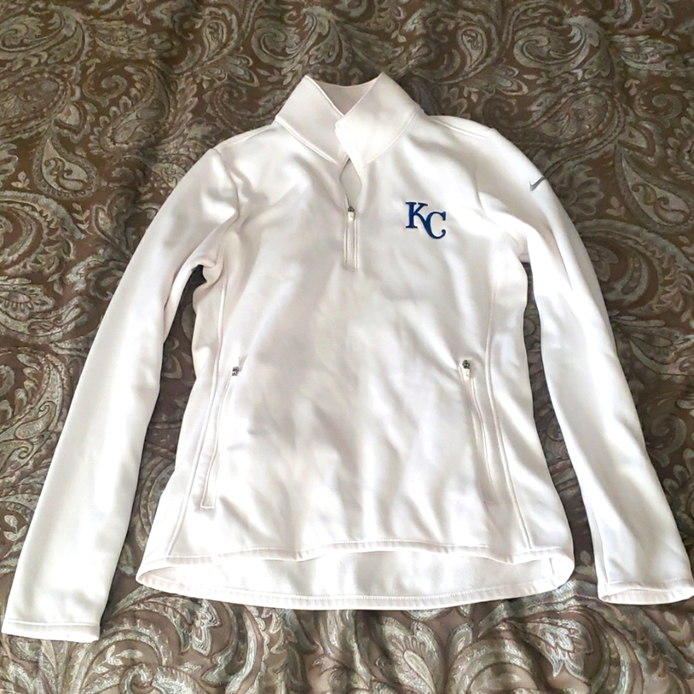 KC Royals Nike 1/4 zip, Womens XS, White